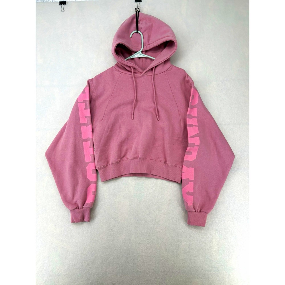 Rotate Birger Christensen Pink Fleece Pullover Hoodie Logo Drawstring Women's M